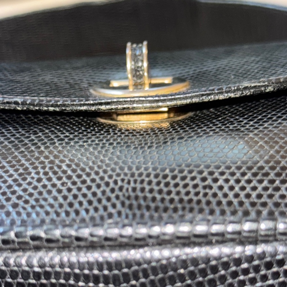 Vintage Black Reptile Leather Handbag - Picture 4 of 15